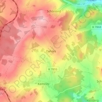 Carte topographique Dehles, altitude, relief