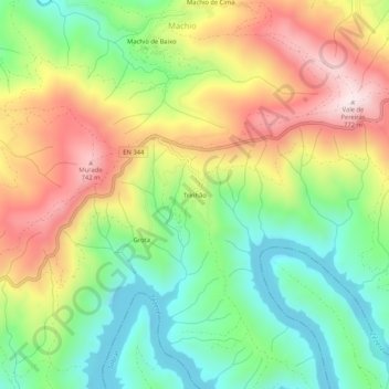 Carte topographique Trinhão, altitude, relief