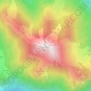 Carte topographique Le Môle, altitude, relief