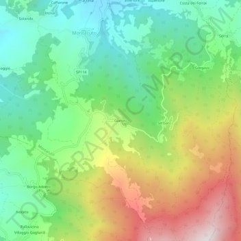 Carte topographique Giarolo, altitude, relief