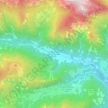 Carte topographique Studena Bassa, altitude, relief