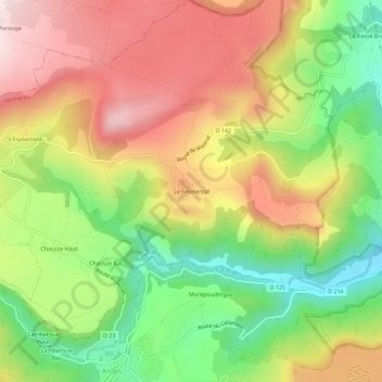 Carte topographique Le Fromental, altitude, relief