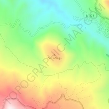 Carte topographique Cerro Viejo, altitude, relief