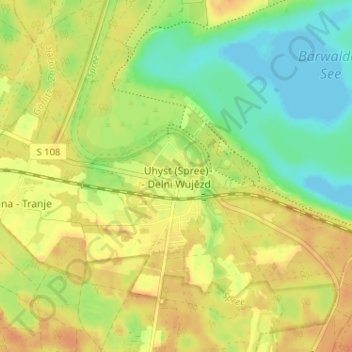 Carte topographique Uhyst (Spree), altitude, relief