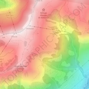 Carte topographique Le Crozat, altitude, relief