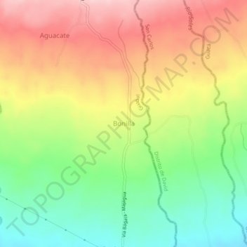 Carte topographique Bonilla, altitude, relief