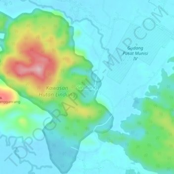 Carte topographique Simbang, altitude, relief