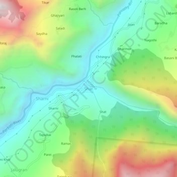 Carte topographique Shat, altitude, relief