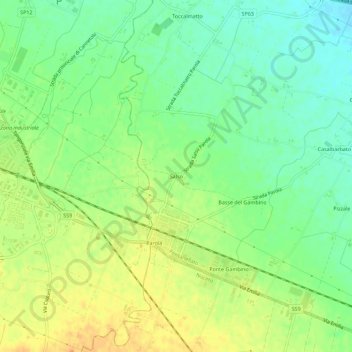 Carte topographique Salso, altitude, relief