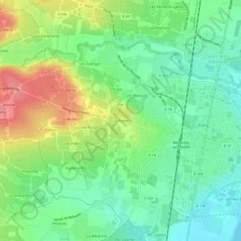 Carte topographique La Plume, altitude, relief