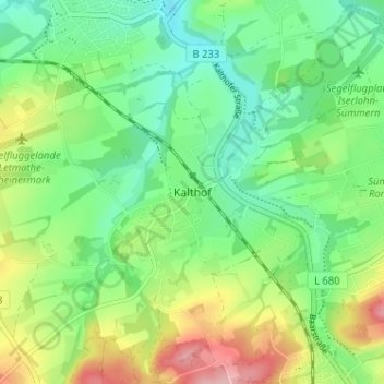 Carte topographique Kalthof, altitude, relief