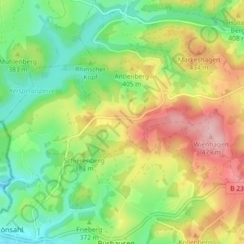 Carte topographique Glietenberg, altitude, relief