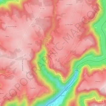 Carte topographique Le Breuil, altitude, relief