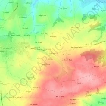 Carte topographique Kerfrançois, altitude, relief