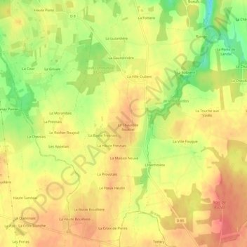 Carte topographique Le Bahut, altitude, relief