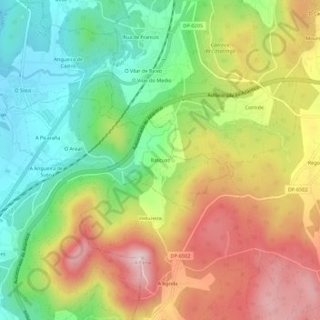 Carte topographique Bascuas, altitude, relief
