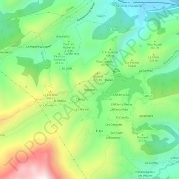 Carte topographique Requexo, altitude, relief