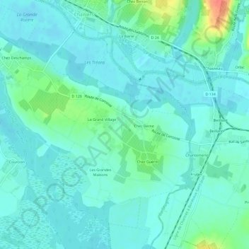 Carte topographique Chez Martin, altitude, relief