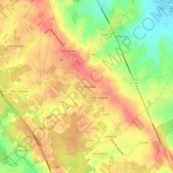 Carte topographique Chez Rouillaud, altitude, relief