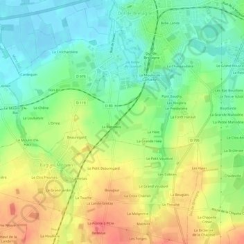 Carte topographique Clairet, altitude, relief