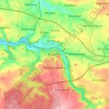 Carte topographique Nossen, altitude, relief