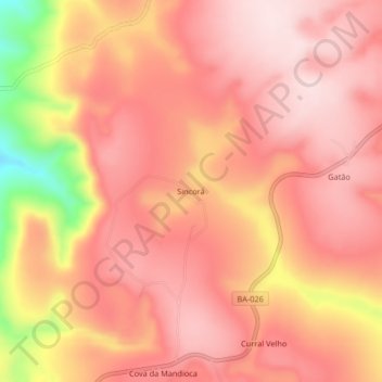 Carte topographique Sincorá, altitude, relief