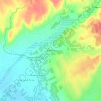 Carte topographique Ruescas, altitude, relief