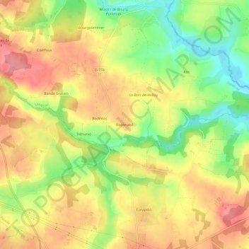 Carte topographique Boderiabé, altitude, relief