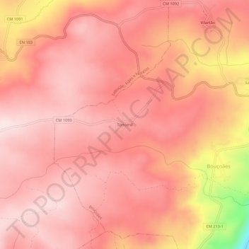 Carte topographique Tortomil, altitude, relief