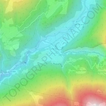 Carte topographique Bramans, altitude, relief