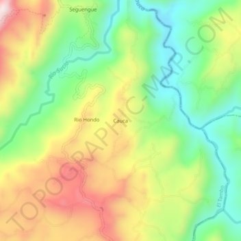 Carte topographique Cauca, altitude, relief