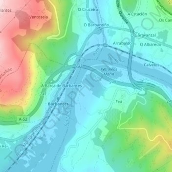 Carte topographique Porto da Cima, altitude, relief