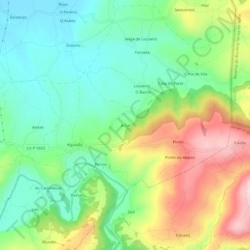 Carte topographique A Cal, altitude, relief