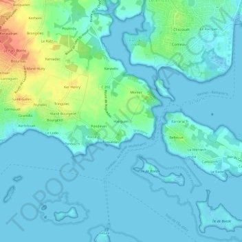 Carte topographique Haliguen, altitude, relief