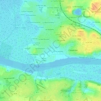 Carte topographique Les Grands Pres, altitude, relief