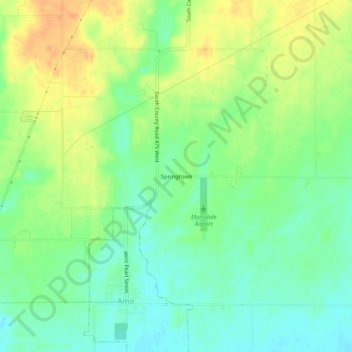 Carte topographique Springtown, altitude, relief