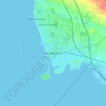 Carte topographique Landskrona, altitude, relief