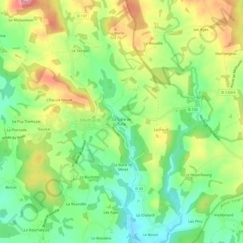 Carte topographique La Gane de Turle, altitude, relief