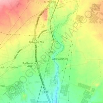 Carte topographique Lasso, altitude, relief