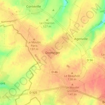 Carte topographique Domléger, altitude, relief