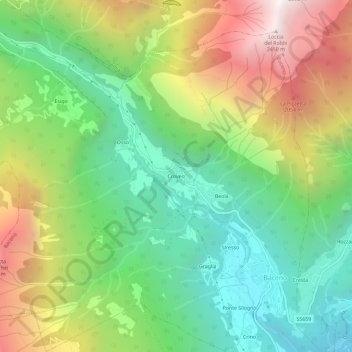 Carte topographique Croveo, altitude, relief