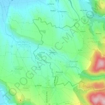 Carte topographique Vinzelles, altitude, relief
