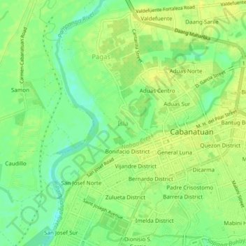 Carte topographique Isla, altitude, relief