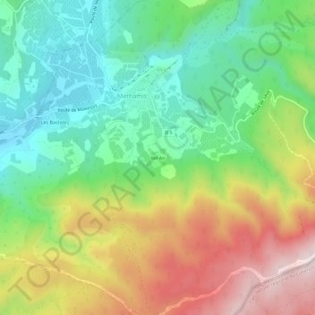 Carte topographique Bel Air, altitude, relief