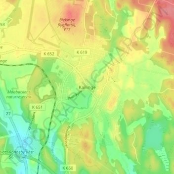 Carte topographique Kallinge, altitude, relief