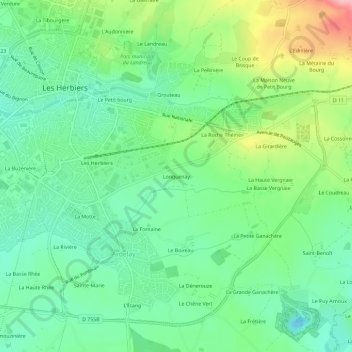 Carte topographique Longuenay, altitude, relief