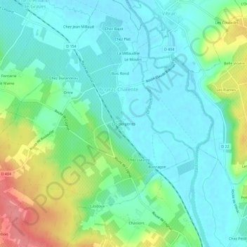 Carte topographique Les Bergeries, altitude, relief