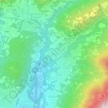 Carte topographique Dino, altitude, relief