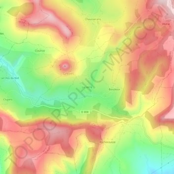 Carte topographique Le Serre, altitude, relief