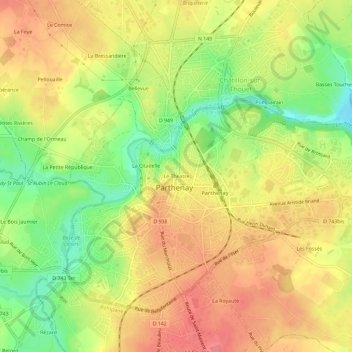 Carte topographique Le Theatre, altitude, relief